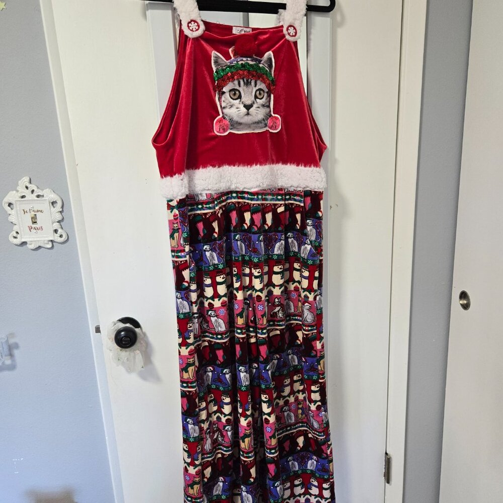 EYESHADOW Christmas Cat Jumper/Overalls One-Piece Jumpsuit Ugly Xmas